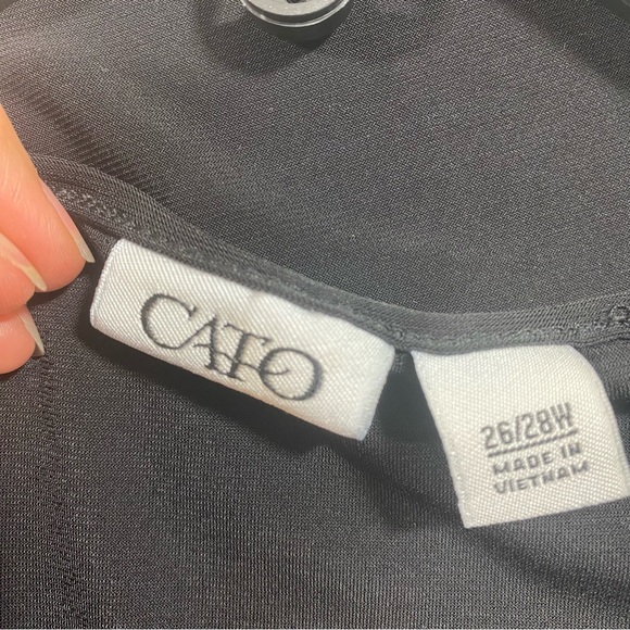 Cato Sheer Black tunic Top Asymmetrical scoop neckline 3/4 sleeve size 26/28 W - Picture 2 of 7